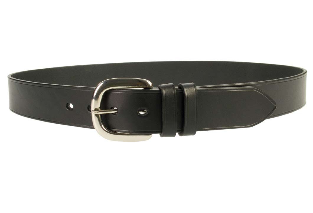 Hand Finished Leather Belt - Made In UK - Black | 38mm Wide | Two Fixed Keepers | Italian Full Grain Vegetable Tanned Leather | Solid Brass Buckle| Made In UK | Front Image