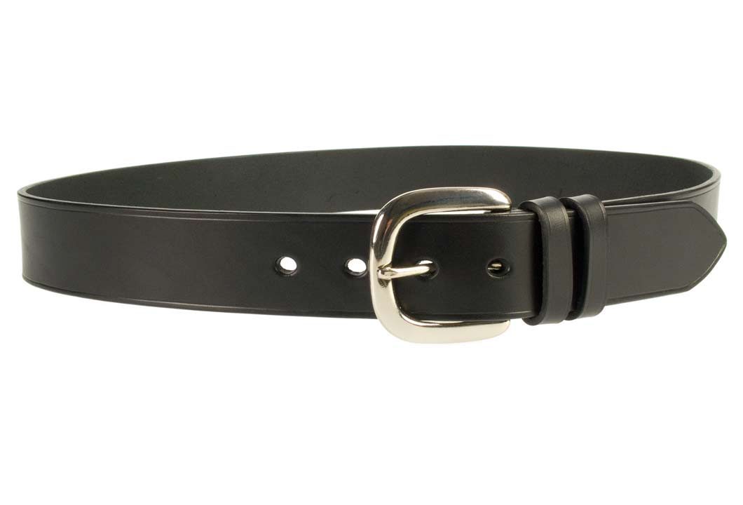 Hand Finished Leather Belt - Made In UK - Black | 38mm Wide | Two Fixed Keepers | Italian Full Grain Vegetable Tanned Leather | Solid Brass Buckle| Made In UK | Right Facing Image