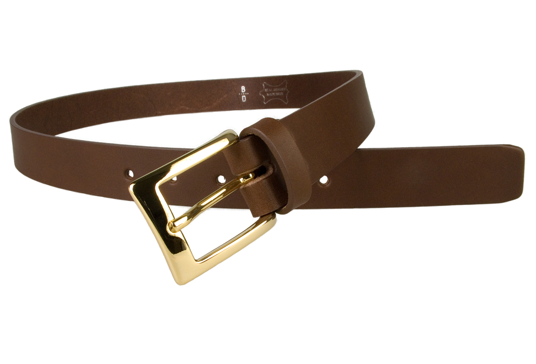 Mens Brown Leather Belt With Gold Buckle - Belt Designs
