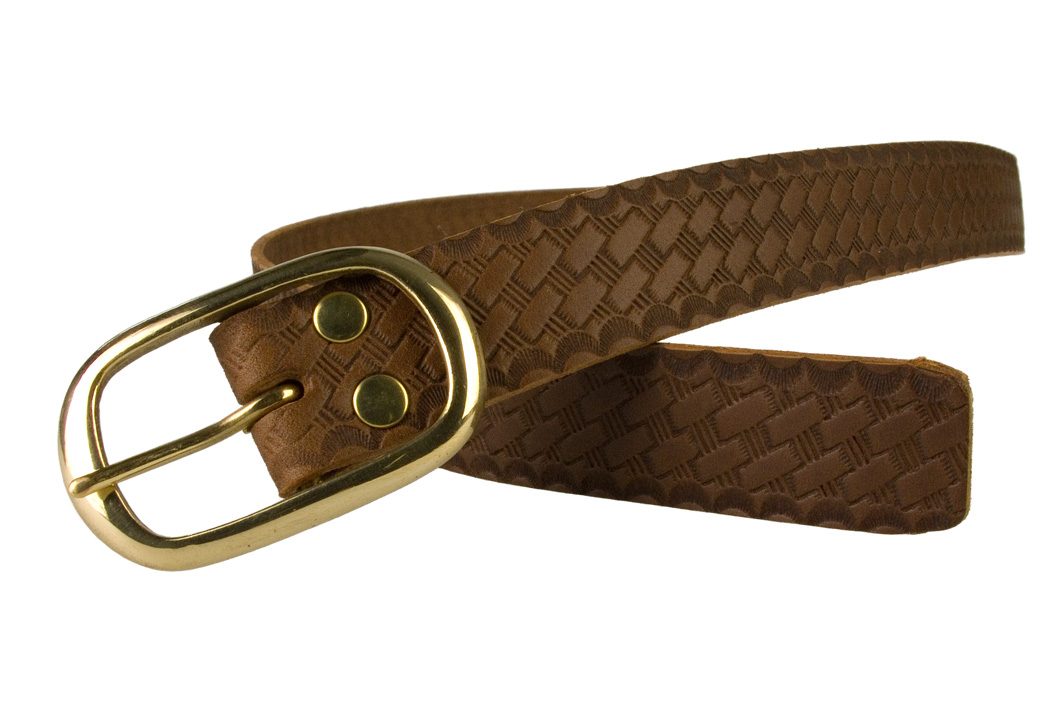 Ladies Retro Vintage Look Leather Belt - Open View 2 View