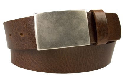 Plaque Buckle Leather Jeans Belt by CREWCUT. Made in U.K. by British craftsmen. High quality leather belt 4cm Wide with aged nickel plated plaque buckle.