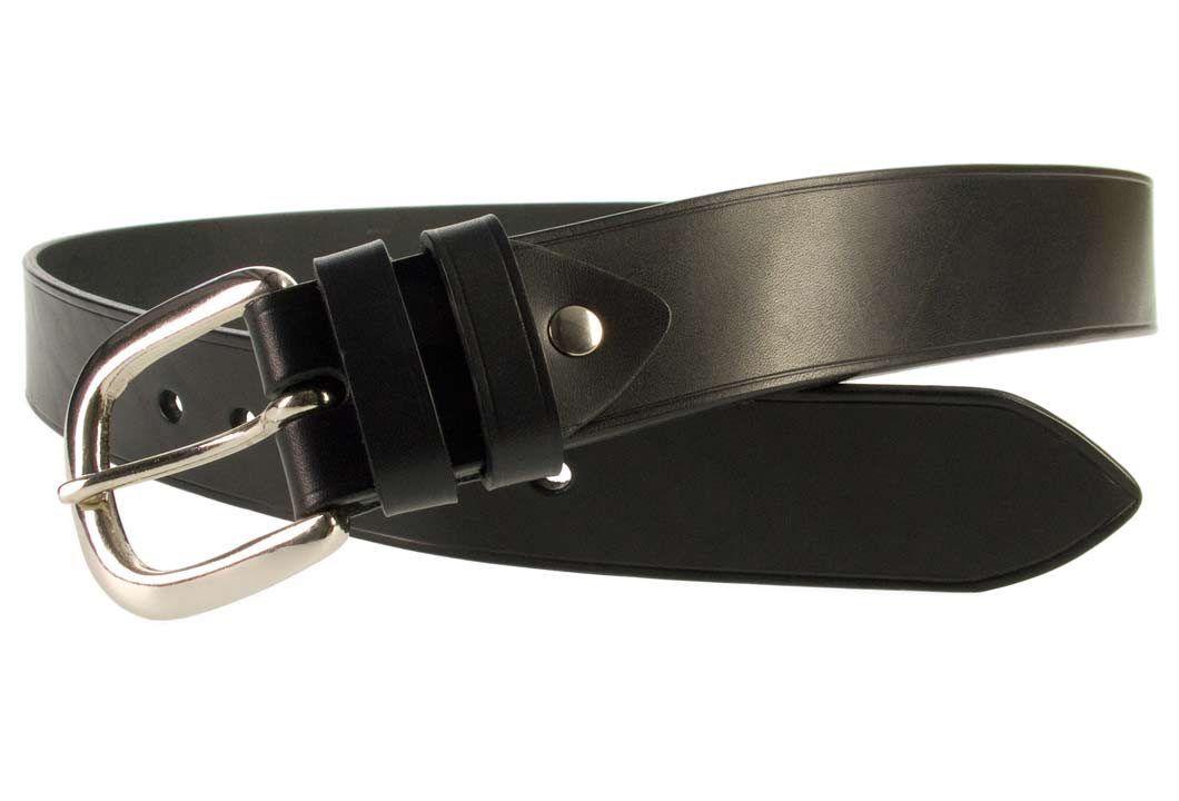 Hand Finished Leather Belt - Made In UK - Black| 38mm Wide | Two Fixed Keepers | Italian Full Grain Vegetable Tanned Leather | Solid Brass Buckle| Made In UK | Open Image 1