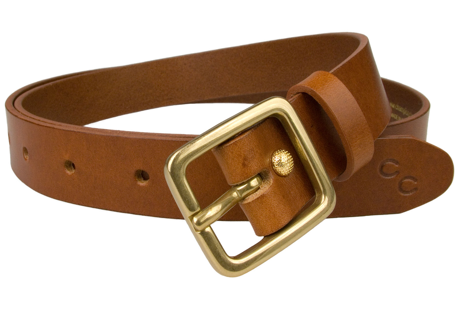 Womens Tan Leather Belt Solid Brass Buckle 1 Inch Wide - Belt Designs