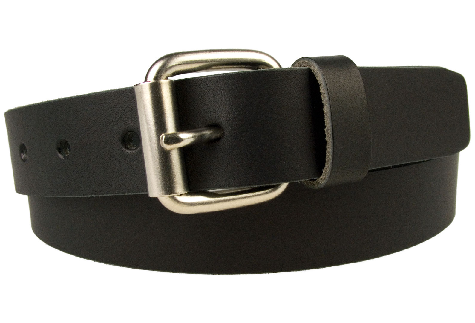 Mens Narrow Black Leather Jeans Belt - Made In UK - Belt Designs