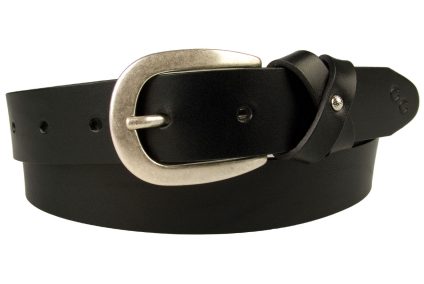 Womens Leather Bow Belt Black. Made In UK By British Craftsmen. High quality full grain leather and Italian made buckle with an old silver tone effect. The leather loop is designed to form a stylized bow effect secured in the center by a pretty bright silver toned ornament. 3cm Wide and approx 3mm in thickness. A smart feminine addition to your wardrobe.