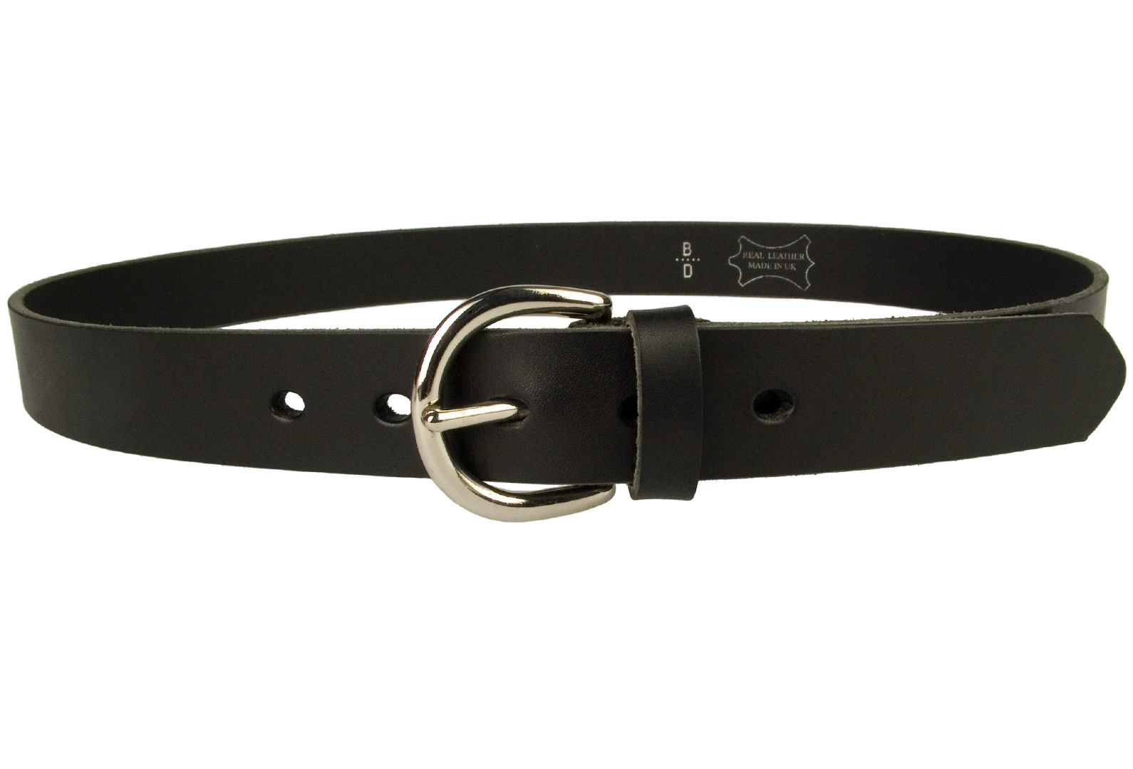 Womens Black Leather Belt Made In UK