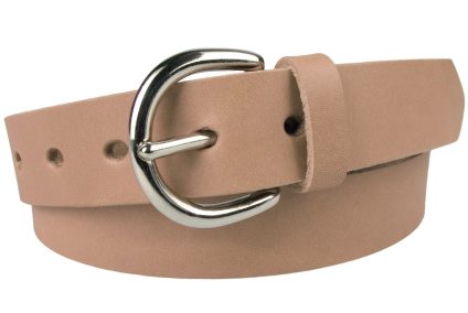Womens Natural Leather Belt Made In UK. Silver Tone Buckle (nickel plated solid brass buckle). 3cm Wide. Natural Full Grain Italian Vegetable Tanned Leather. High Quality Italian Made Buckle.
