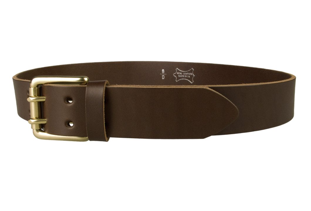 Brass Double Prong Leather Jeans Belt - Belt Designs