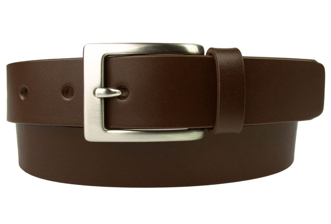 Mens High Quality Brown Leather Belt Made In UK