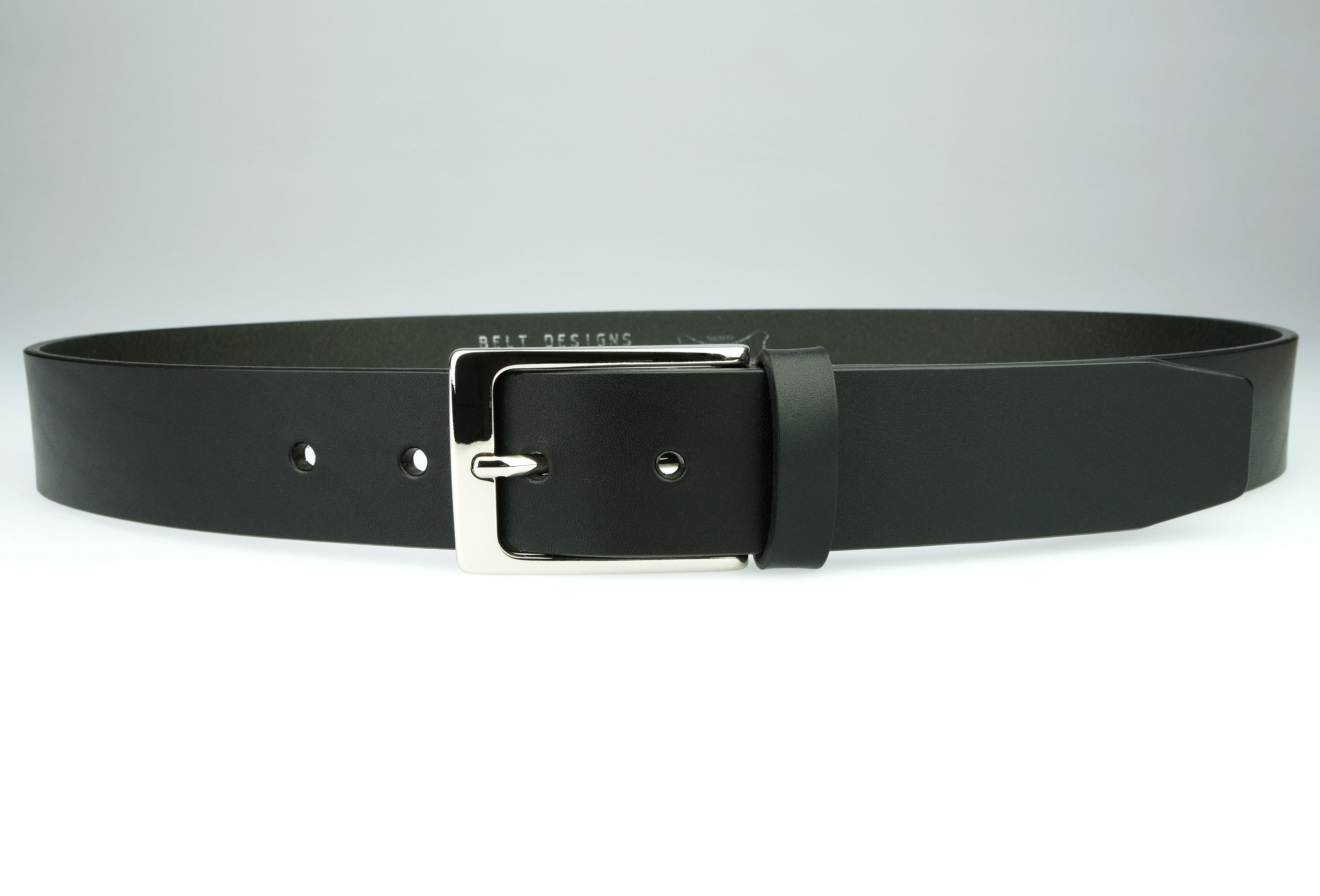 Rivet Classic Mens Black Leather Belt - UK Made