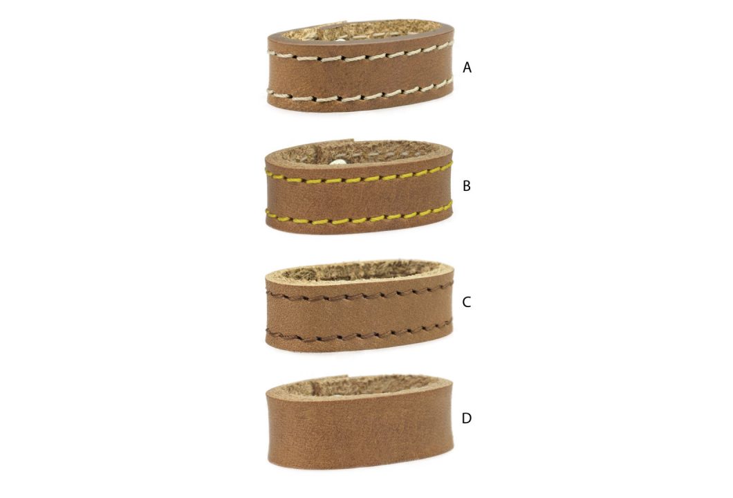Natural Aged Leather Loops Ideal For Bag Straps and Belts. Unclips with press stud. Choice of Gold or Silver Tone Hardware. Many colour and size variations. Option of plain or stitched edge (either matching or with contrast). Made with Full Grain Vegetable Tanned Leather. Made In UK.